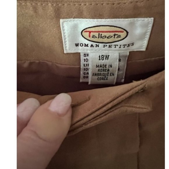 Talbots Suede-look Moleskin Pants, caramel color, 18W Petite - Picture 3 of 7